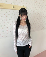 Kitten Floral Long-Sleeve T-Shirt