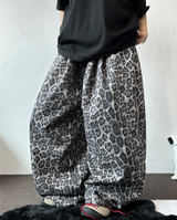 5000ソルド🥳❤‍🔥レオパードツーピンタックバルーンロングパンツ🩶🤍2カラー