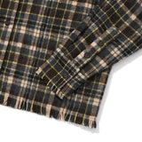 CUT OFF LOOSE-FIT HOODIE SHIRT [BROWN]