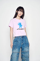 25SS ALIEN BEAR CROP SHORT SLEEVE T-SHIRT LIGHT PURPLE