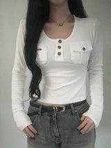 Two-Pocket Slim Button Tee