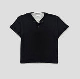 ハーネル レイヤード リブド ヘンリー ネック ショート スリーブ Tシャツ
