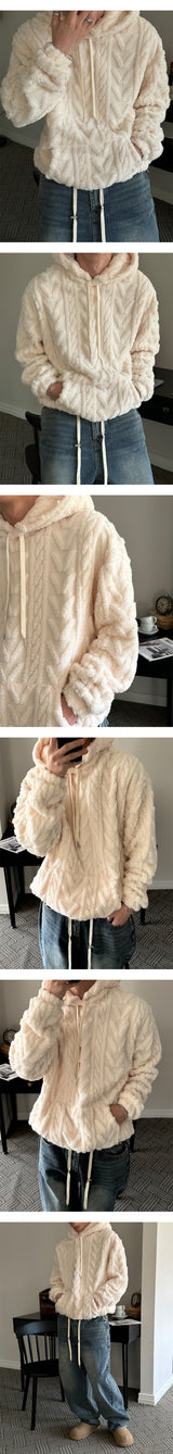 [F/W] Cable sheep hair hood knit(3color)