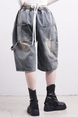 (Unisex) Mare Half Damage Denim Pants