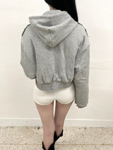 1438. Denim padding hood zip-up (2color)