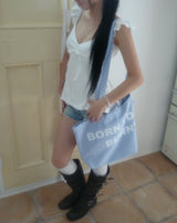Star Bunny Tail Tote Bag _ Baby blue