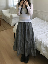 River Check Long Skirt (one color)