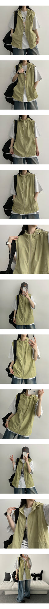 MoN Summer Windbreaker Nylon Hooded Vest Jumper