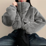 Pocket High-neck Cropped Jumper