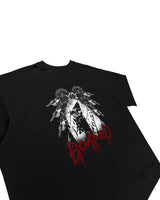 ゴーテッドカッティングオーバーサイズTシャツ(ブラック)