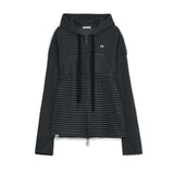Stripe babydoll hoodie zip-up (Charcoal)