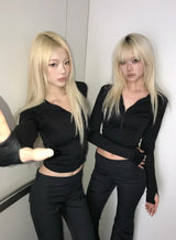 Waist Flared Pants - Deep Black