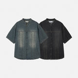 Double-Stitch Denim Short-Sleeve Shirt (2 Colors)