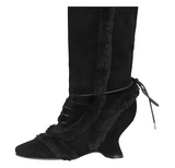 Asym Shearling Wedge Boot / Black