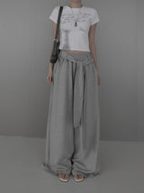 Rail Pintuck Printed Short Sleeve T-shirt