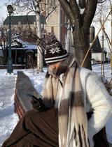 Zero Nine Cozy Snowflake Drop Knit Beanie