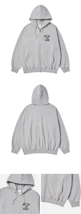 25SS INK STAMP LOGO HOODIE ZIP UP MELLANGE