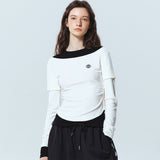 NICOLE SHRRING LAYERED SLEEVE TOP_BLACK