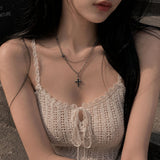 Double Cross Layered Fashion Street Mood Accessory Men's Unisex Necklace for Women