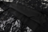 Black Checkered Lace Unbalanced Sleeveless Long Dress