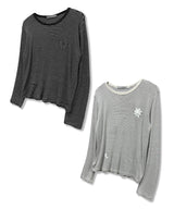 Teen Stripe Symbol Logo Long Sleeve_Ivory