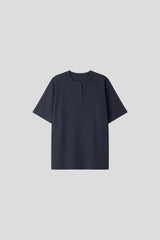 LMN フェルトマッスルタッチヘンリーネック半袖Tシャツ (4 colors)