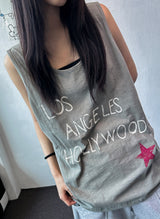 Penny Tattoo Print Oversized Longline Sleeveless Top 5color