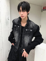 ブラックデニムニットジャケット