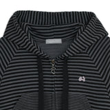 Stripe babydoll hoodie zip-up (Charcoal)