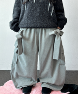 ワイドバルーンバービービッグリボンコーデュロイゴールデンワイドロングパンツ 🎀 3 COLOR