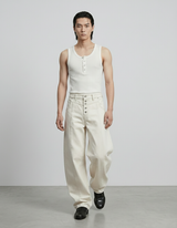 Henley Neck Ribbed Tank