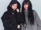 HOODED DOUBLE HALF COAT GREY