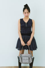 FLOWER EYELET LACE UP TOP