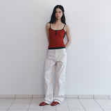 C CONTRAST BUTTON SLEEVELESS TOP_RED