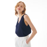 リネンVネックノースリーブニット NAVY