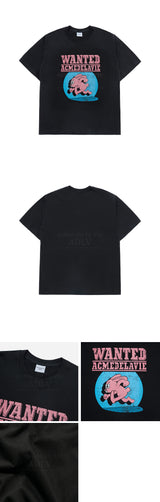 24FW ウォンテッドラビットアートウォークショートスリーブTシャツブラック