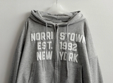 New York Lettering Two Way Cropped Hooded Zip-Up