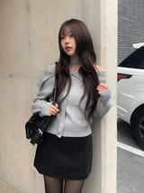 Dahi Off-Shoulder Button Knit Muffler Set