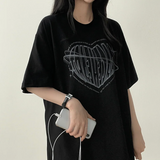 フェイスハートボクシーフィット半袖Tシャツ