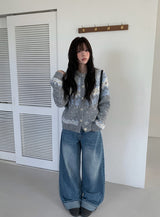 アンディ ロールアップ ワイドウォッシングデニムパンツ