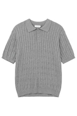 Cable Knit Polo Short Sleeve Tee