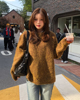 [10% wool] ハグアブルツートーンミックスドモヘアニット