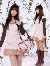 ROSE ISLAND Vanilla Strong Tea Spring Feeling Heavy Embroidery Floral Teapot Applique Hand-Sewn Beads and Sequins Dress
