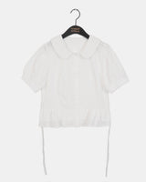 Saon Round Collar Frill Puff Blouse