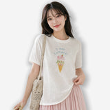アイスクリームグラフィックライトウェイトサマーTシャツ