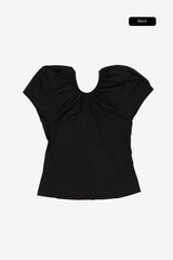 Peahen shirring balloon blouse