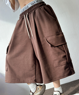 FORMAL BASIC CARGO WIDE BERMUDA 🤎🩶🖤🤍4COLOR