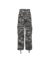 8287 Graffiti Logo Camo Cargo Pants (Gray)