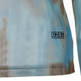 8287 Graffiti Logo Sheer Long Sleeve Turtleneck Top (Blue)