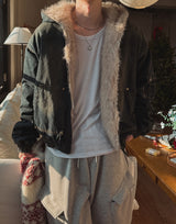 Raven Denim Crop Fur Hood Jumper